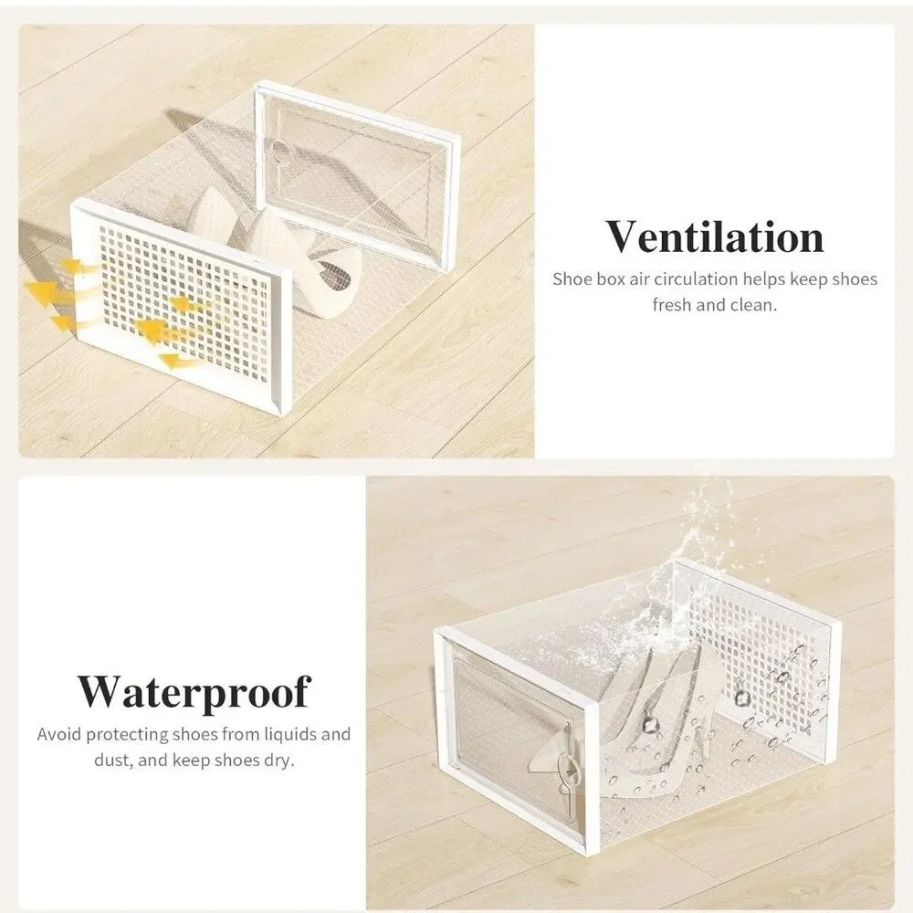 12pk Clear Shoe Storage Boxes Stackable Organizer size L